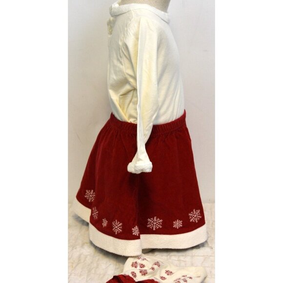 Hanna Andersson Baby Sz 80 US 2 Red & White 3pc Winter Outfit Shirt Skirt Tights - Picture 2 of 7